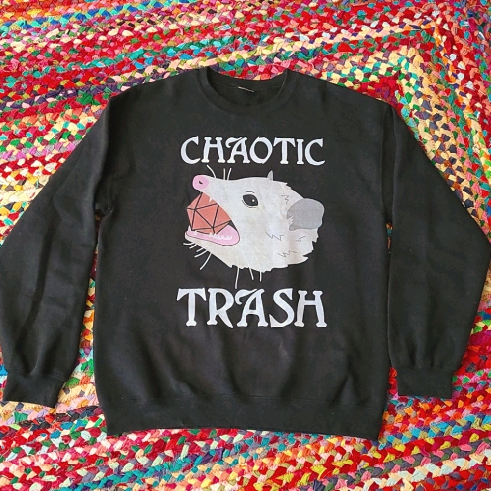 DnD Sweatshirt L Chaotic Trash Look Human possum